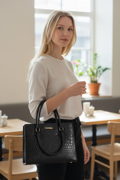 3 in 1 Black Handbag Set for Women – Luxury Tote, Crossbody & Wallet Combo | Bag Addict