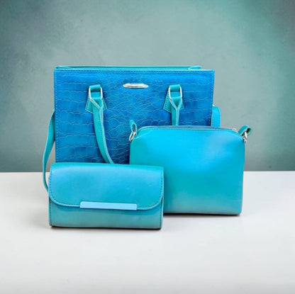 3 in 1 Turquoise Handbag Set for Women – Luxury Tote, Crossbody & Wallet Combo | Bag Addict