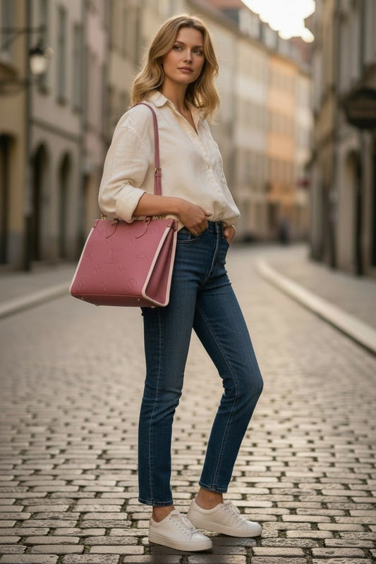 Elegant Pink Embossed Tote Bag for Women – Luxury Designer Style Handbag | Bag Addict